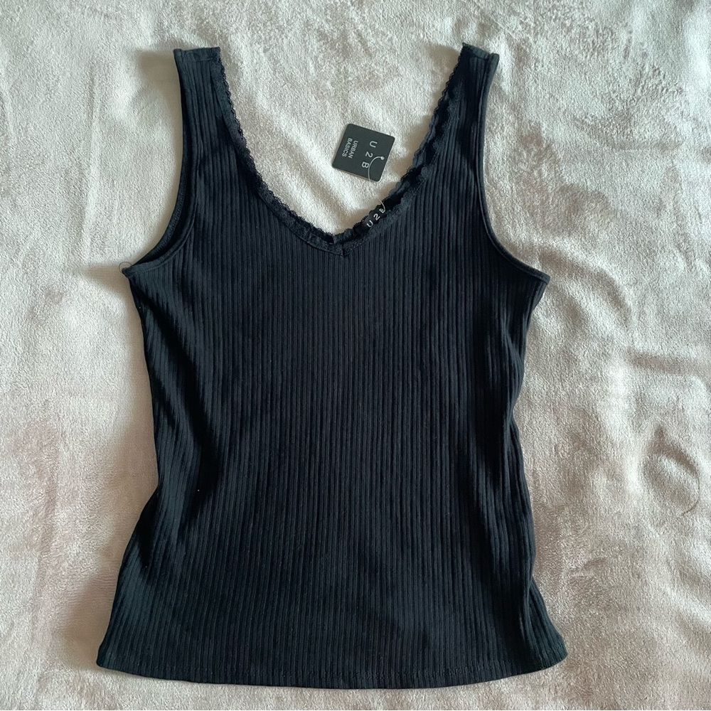 Black Ribbed Tank Top